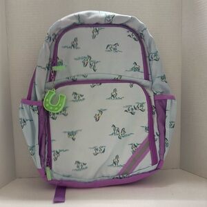 Cat & Jack Kids 17" Purple Horse Print Classic Backpack w/ Horseshoe Keychain